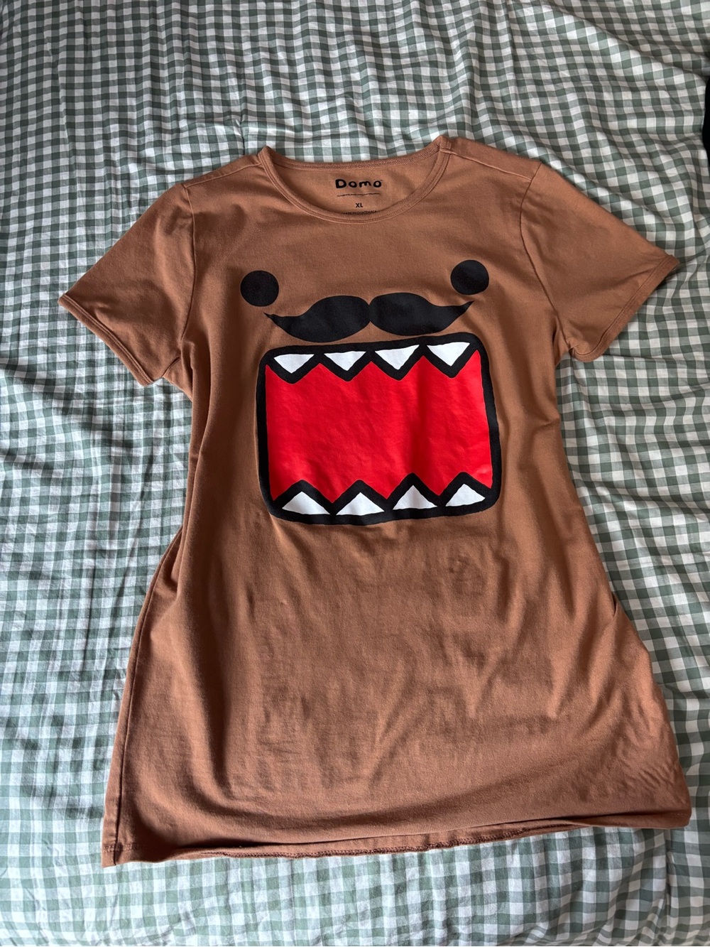 Hot Topic Brown Domo Mustache Short Sleeve Tee